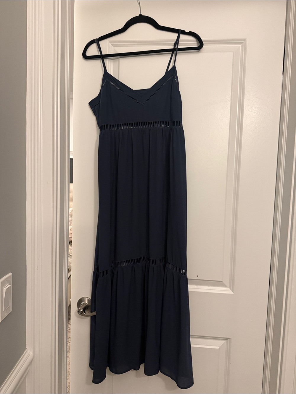 Abercrombie & Fitch Navy Spaghetti Strap Maxi Dress